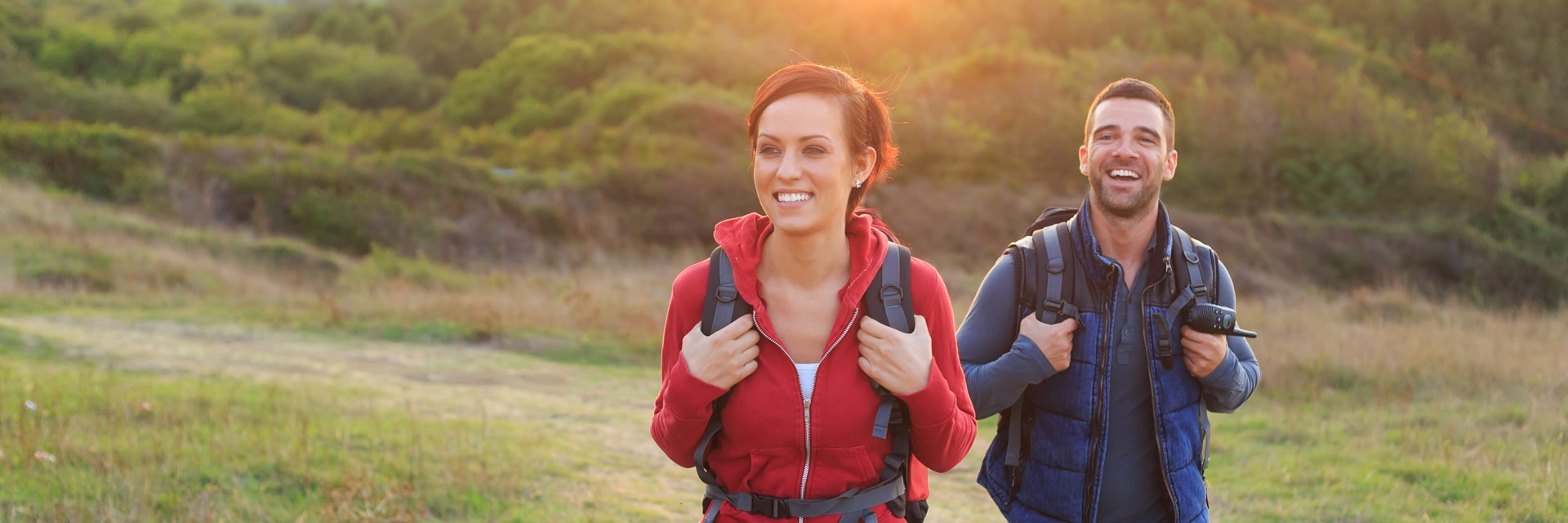 young adult couple hiking