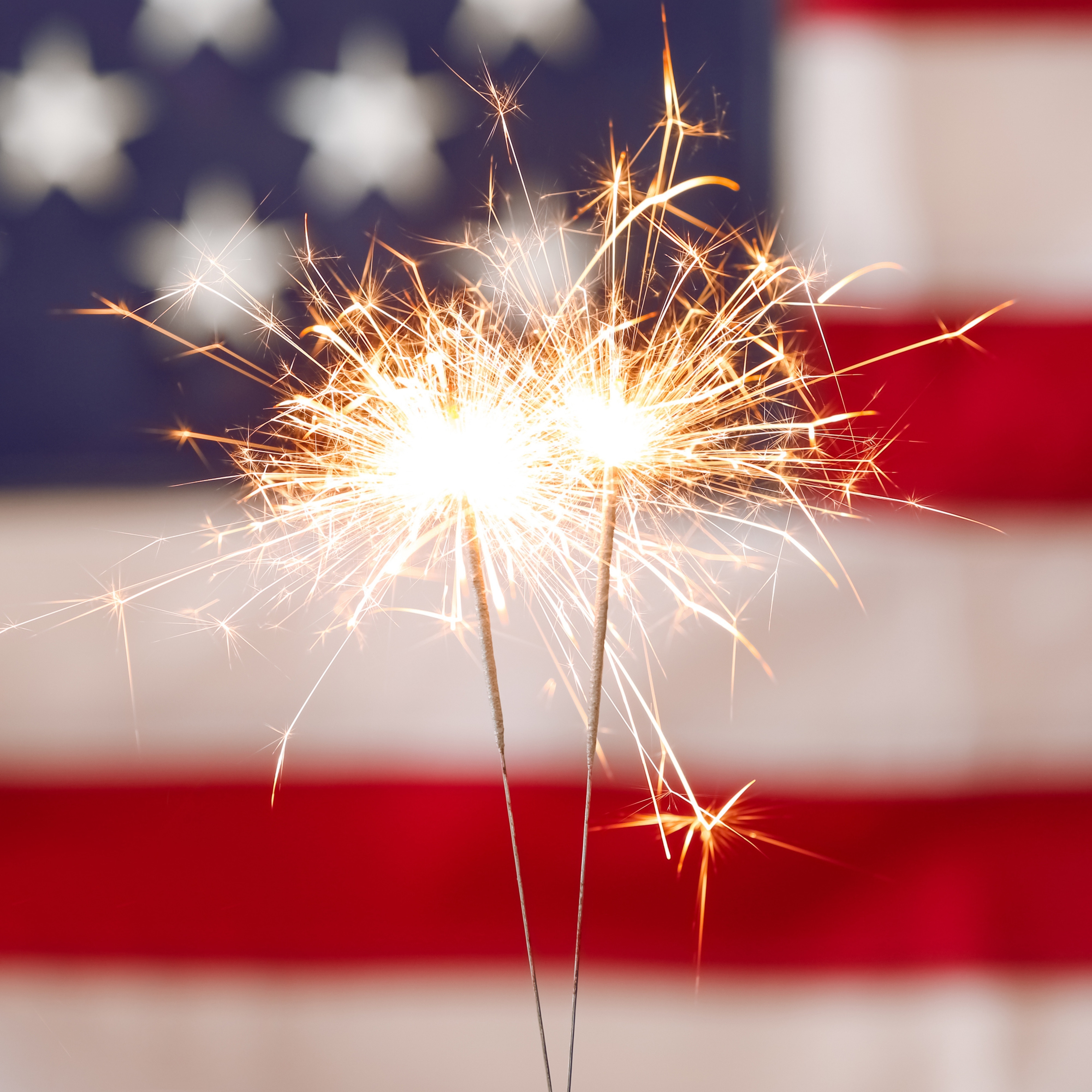 sparkler and USA flag