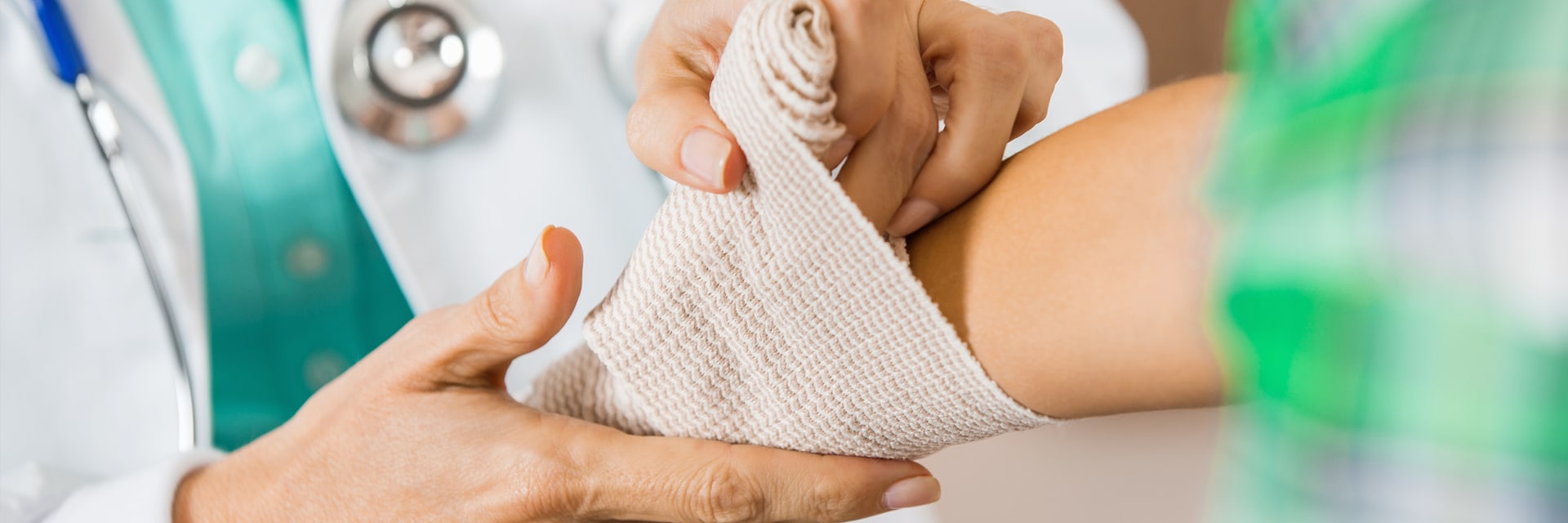 patient getting wrist wrapped